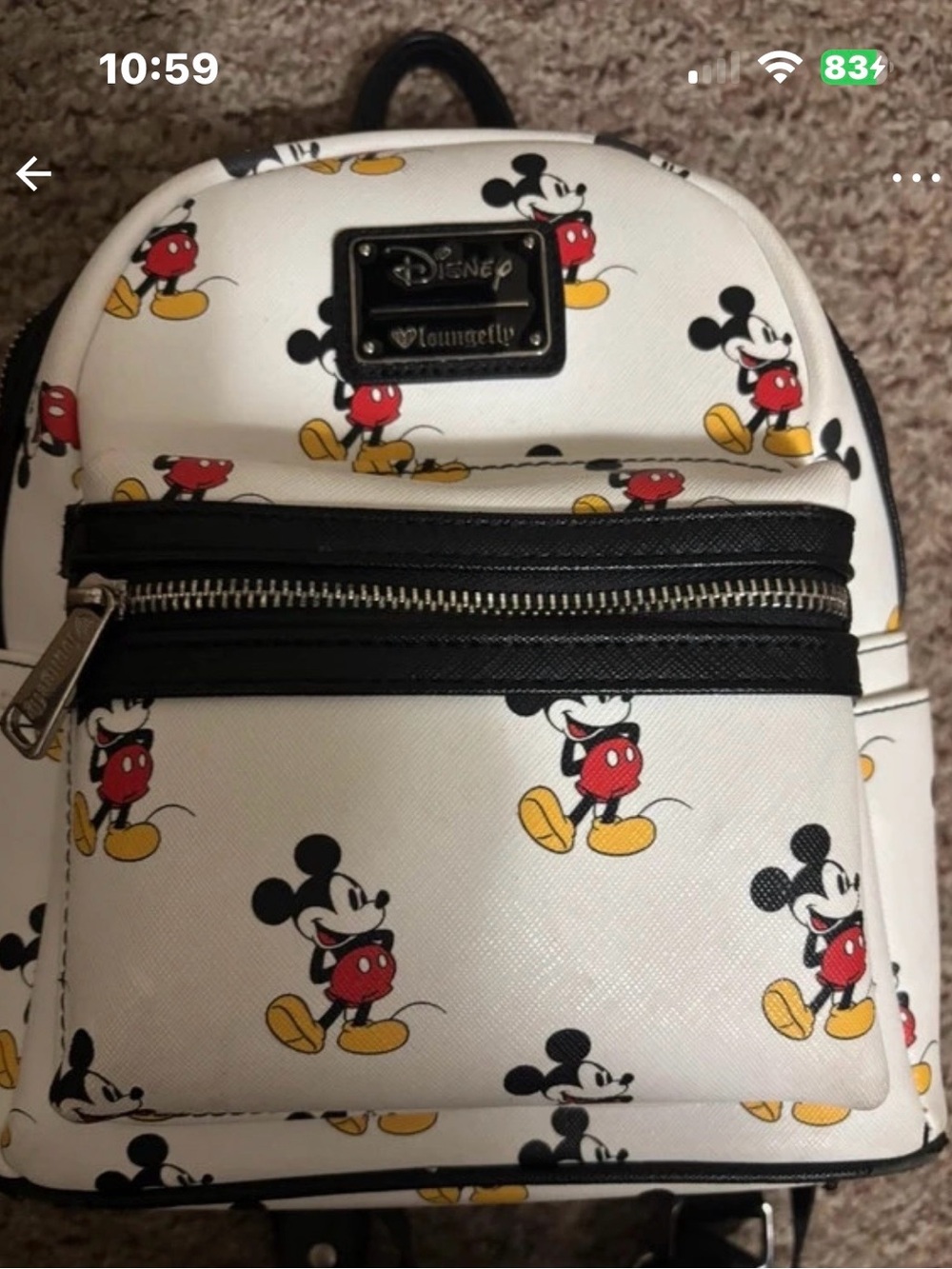 Loungefly White Mickey Mouse Pattern Kids Mini Backpack